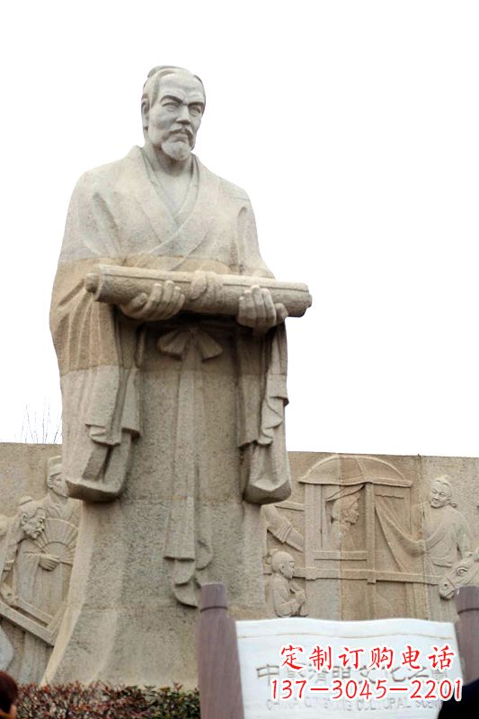 廊坊中国历史名人北宋绘画大师清明上河图画家张择端汉白玉石雕像