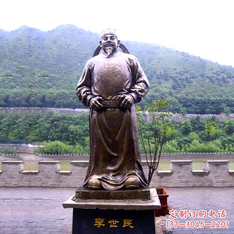 廊坊中国历史名人唐初著名帝王李世民铸铜雕像