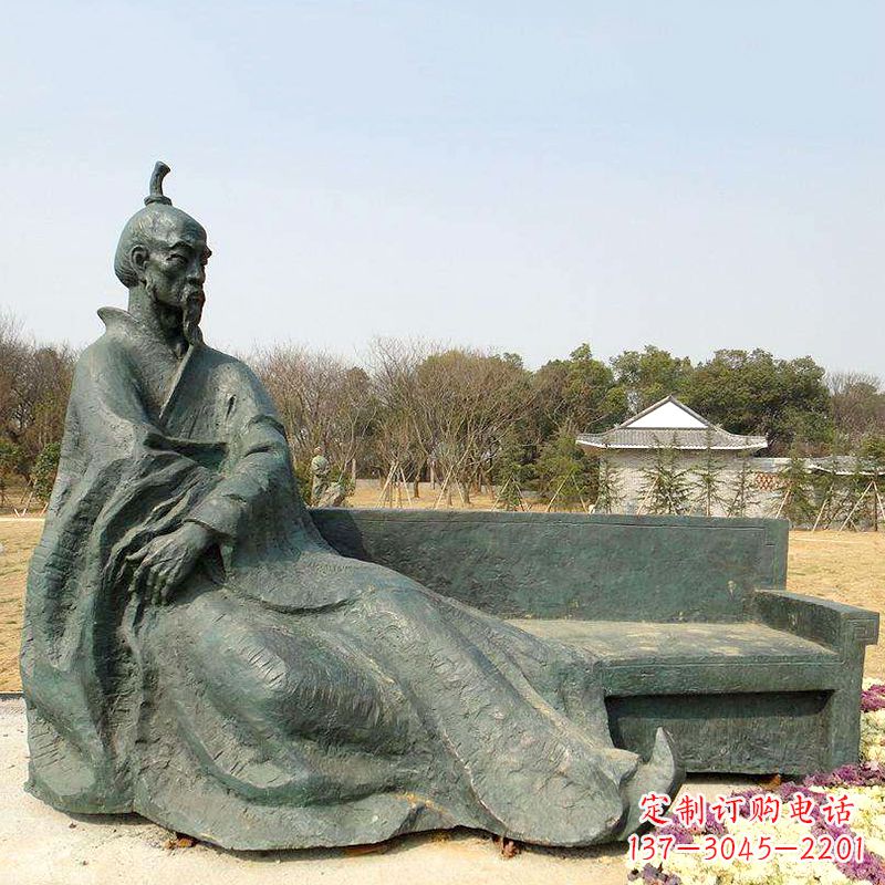 廊坊中国明末清初知名画家八大山人(朱耷)雕塑塑像-公园历史名人铜雕像