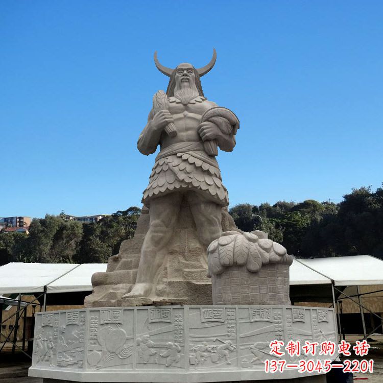 廊坊中国上古人物人文初祖汉白玉神农雕像
