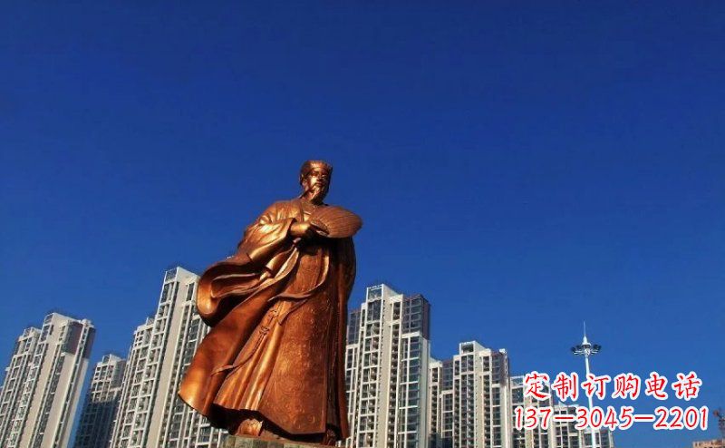 廊坊诸葛亮古代名人铜雕 (2)
