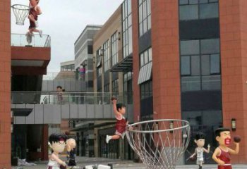 廊坊校园卡通人物打篮球雕塑
