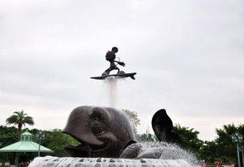 廊坊鱼和小孩水景喷泉