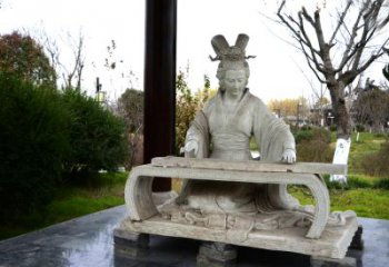 廊坊虞姬弹琴雕塑-公园古代人物著名美女情景雕塑
