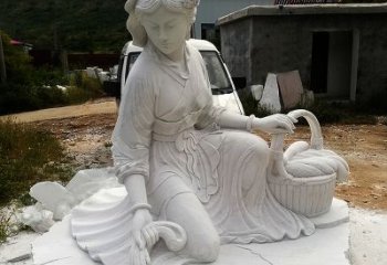 廊坊中国古代四大美女之西施汉白玉石雕塑