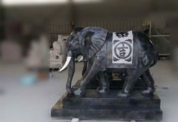 廊坊中国黑石材大象雕塑