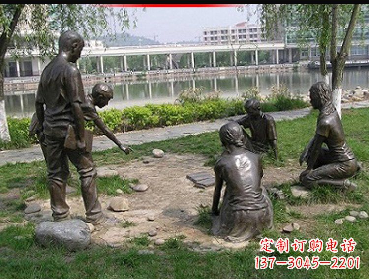 廊坊铸铜老师和学生雕塑