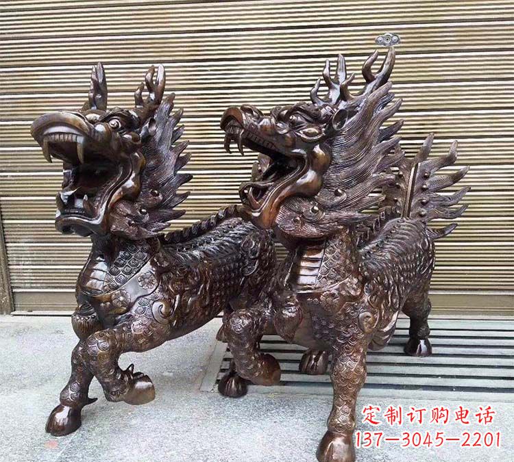 廊坊铸铜立式麒麟