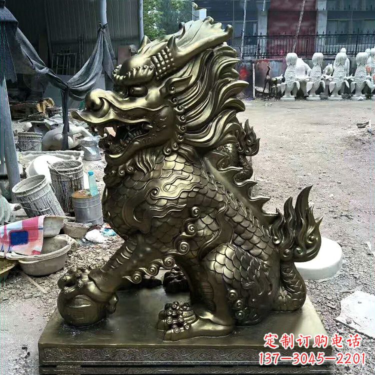 廊坊铸铜麒麟雕塑