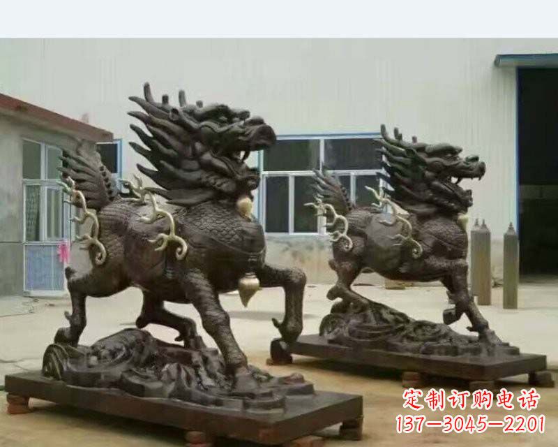 廊坊铸铜踏浪麒麟雕塑