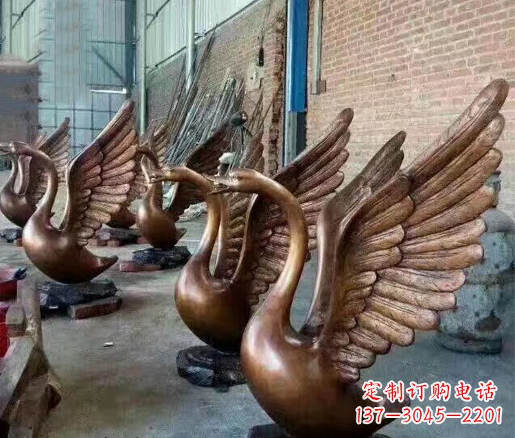 廊坊铸铜天鹅喷水动物喷泉雕塑