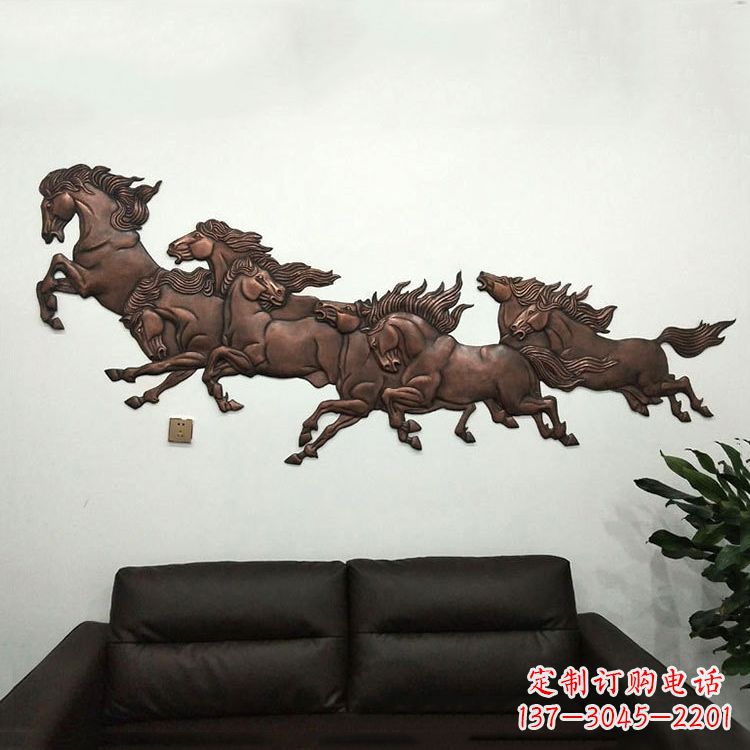 廊坊紫铜马儿浮雕装饰画