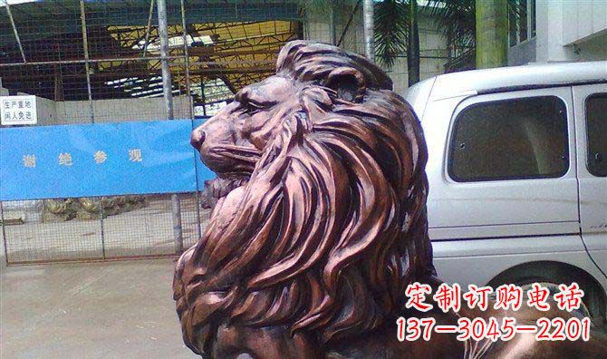 廊坊紫铜西洋狮子铜雕 (2)