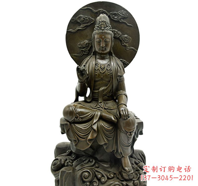 廊坊自在观音菩萨仿古铜雕佛像
