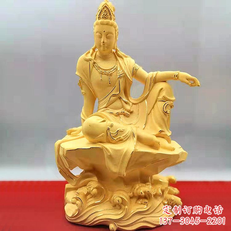 廊坊自在观音纯铜镀金雕塑