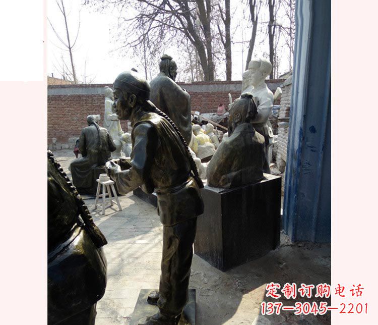 廊坊作揖的店小二铜雕