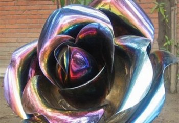廊坊彩色创意不锈钢玫瑰雕塑