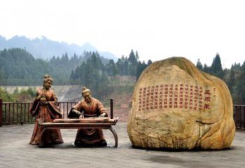 廊坊卓文君与司马相如凤求凰公园景观雕塑-历史典故人物情景雕塑