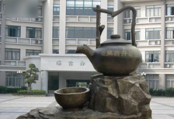 廊坊流水茶壶茶杯景观铜雕