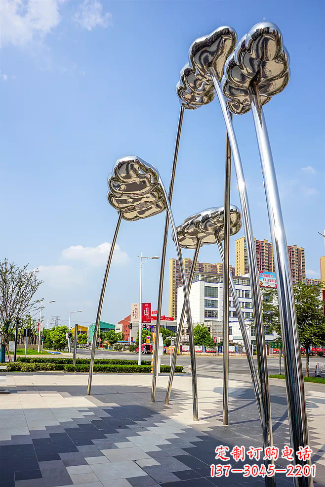 廊坊荷叶雕塑-广场不锈钢抽象艺术荷叶雕塑