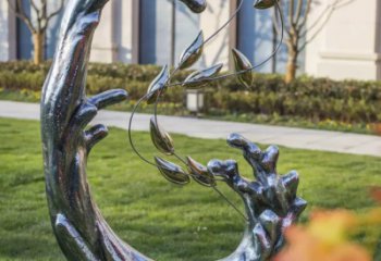 廊坊景观雕塑-草坪创意不锈钢抽象树干景观雕塑
