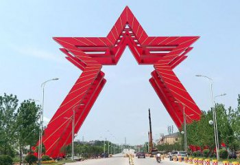 不锈钢五角星雕塑-江西瑞金《胜利之门》大型城市景观